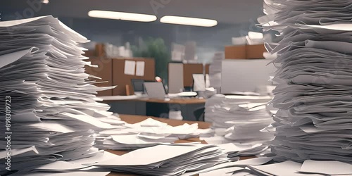 Office Desk Swamped with Papers background video