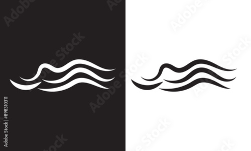 Wind doodle blow, gust design isolated on white and black background. vector illustration. EPS 10