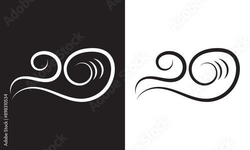 Wind doodle blow, gust design isolated on white and black background. vector illustration. EPS 10