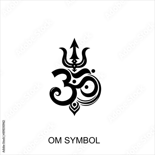 Om Aum symbol of the Hindu religion. Green om icon on dark background. Sacred sound and a spiritual icon, vector illustration Indian