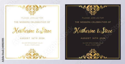Frame for invitation in modern vintage style. Frame template for cards, posters, banners