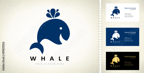 Whale logo vector. Animal marine mammals design
