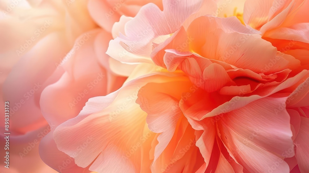 lush floral abundance macro view of coral peony petals velvety texture and delicate color gradients soft focus background lush floral abundance macro view of coral peony petals velvety texture and delicate color gradients soft focus background