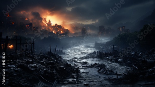 Post-Apocalyptic Cityscape: A River of Ruin