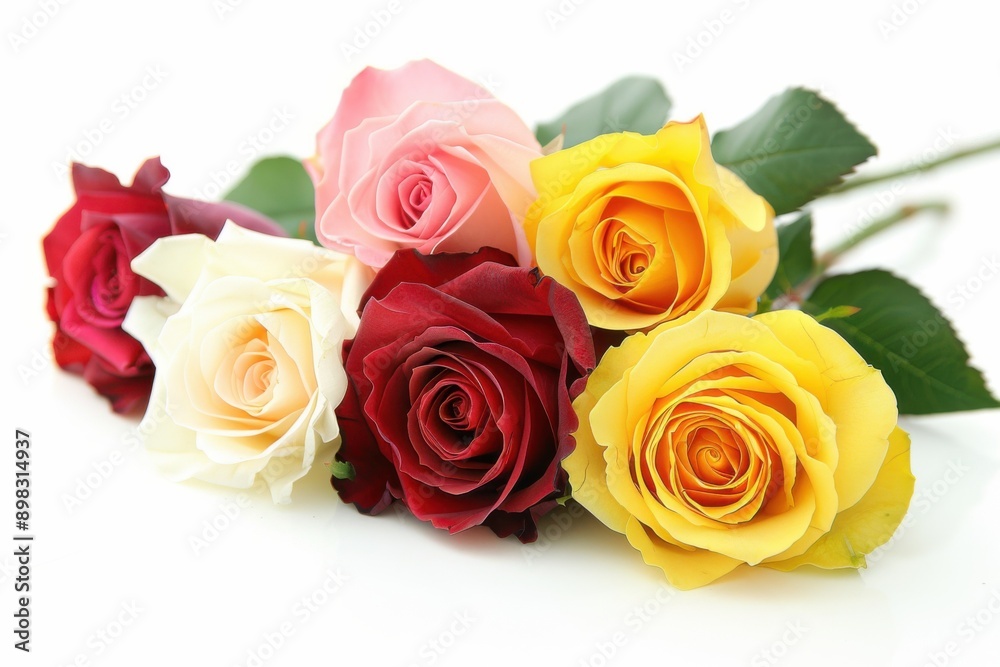 Colorful Roses. Beautiful Red and Yellow Roses in a White Flower Bouquet Colorful Roses. Beautiful Red and Yellow Roses in a White Flower Bouquet