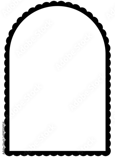 Arch scallop edge border and frame. Simple cute frame for text and photo.