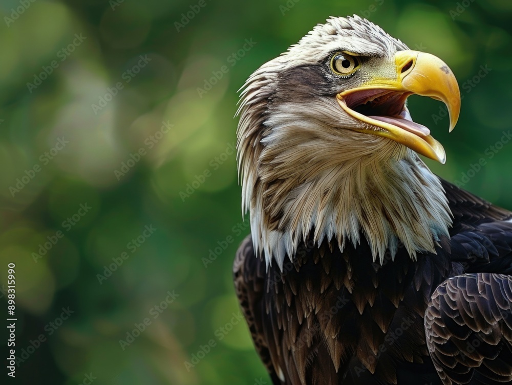 Obraz premium A close-up shot of a bald eagle's open beak, great for wildlife or nature-themed projects