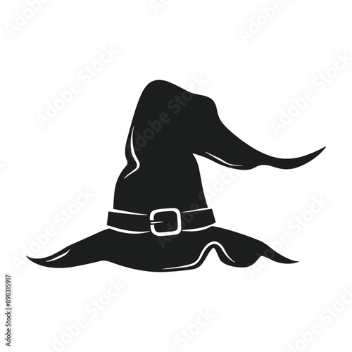 Classic Witch Hat Silhouette Vector for Halloween Artwork