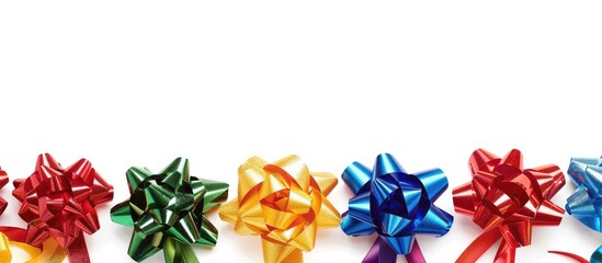 Assorted holiday gift bow ribbon border with copy space image