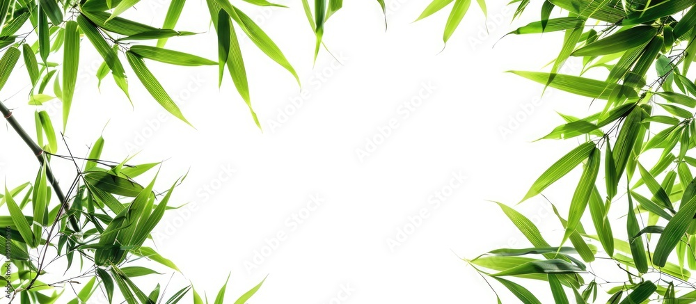 Bamboo leaves isolated on a white background suitable as a border or frame for a natural concept copy space image Bamboo leaves isolated on a white background suitable as a border or frame for a natural concept copy space image