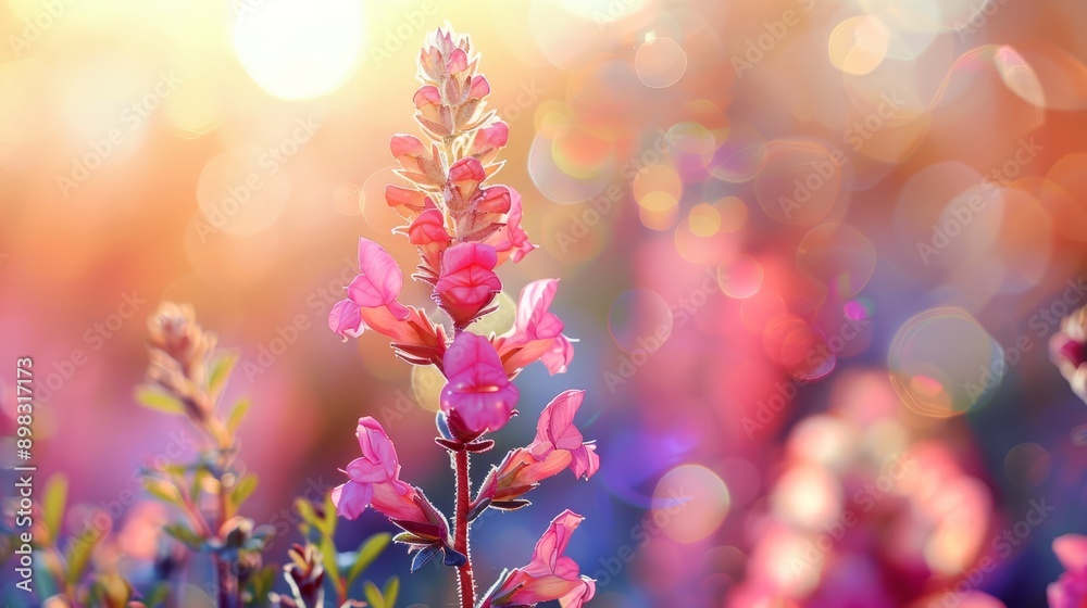 A close-up of a pink flower with a blurred background of light A close-up of a pink flower with a blurred background of light