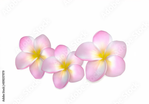 pink plumeria, pink colorful plumeria groups, Frangipani flower isolated on white background with clipping path.