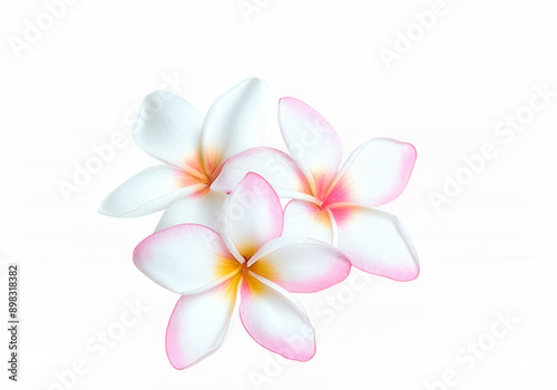 pink plumeria, pink colorful plumeria groups, Frangipani flower isolated on white background with clipping path.