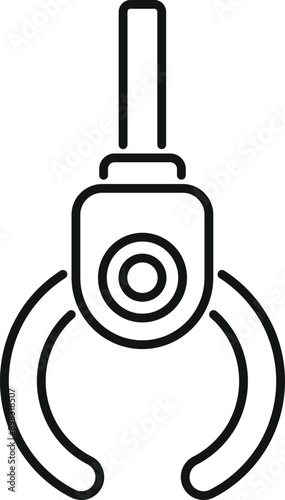 Fotografie Robotic arm gripper holding an object icon in outline style isolated on white ba