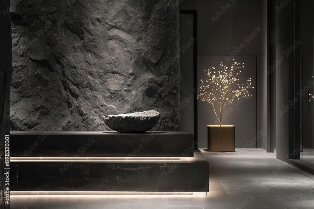 minimalist product display with dark charcoal stone pedestal dramatic lighting and subtle shadows for luxury item showcase minimalist product display with dark charcoal stone pedestal dramatic lighting and subtle shadows for luxury item showcase