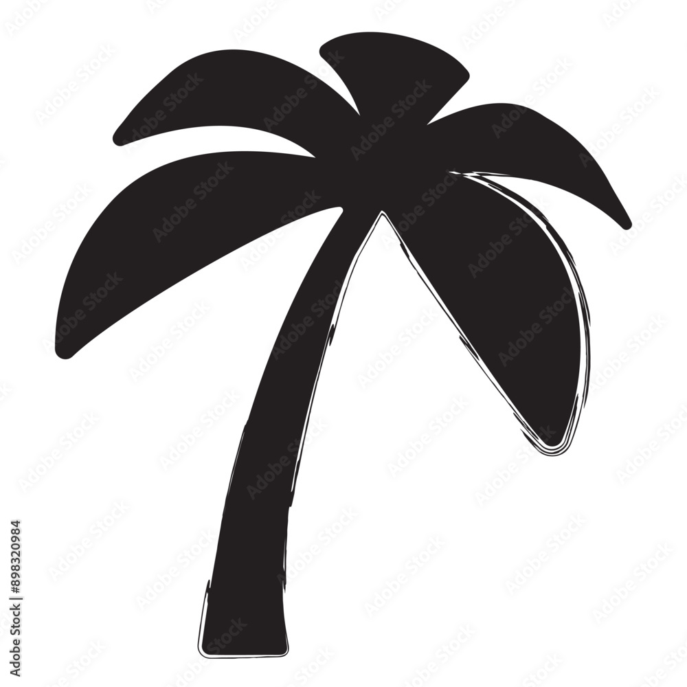 palm tree brush strokes on a white background. Vector illustration.