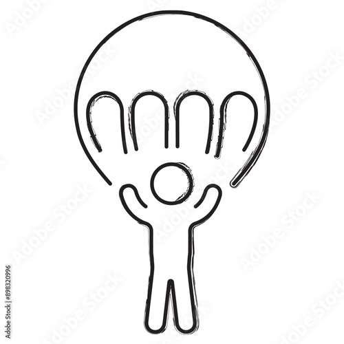 parachutist brush strokes on a white background. Vector illustration.
