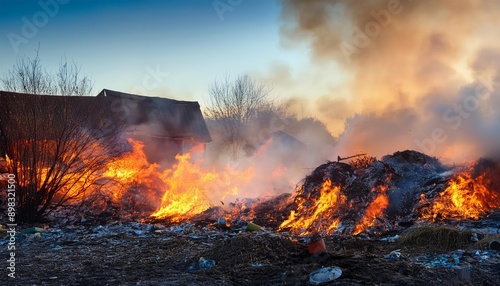 pile of burning rubbish