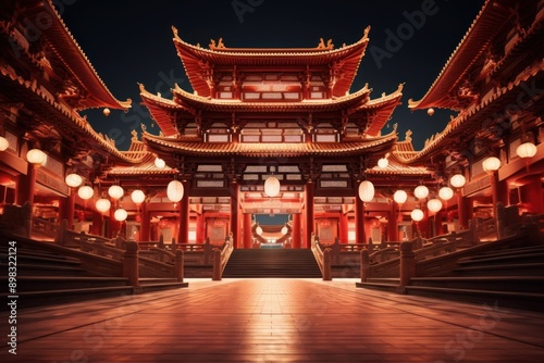 Chinese New Year temple architecture building.