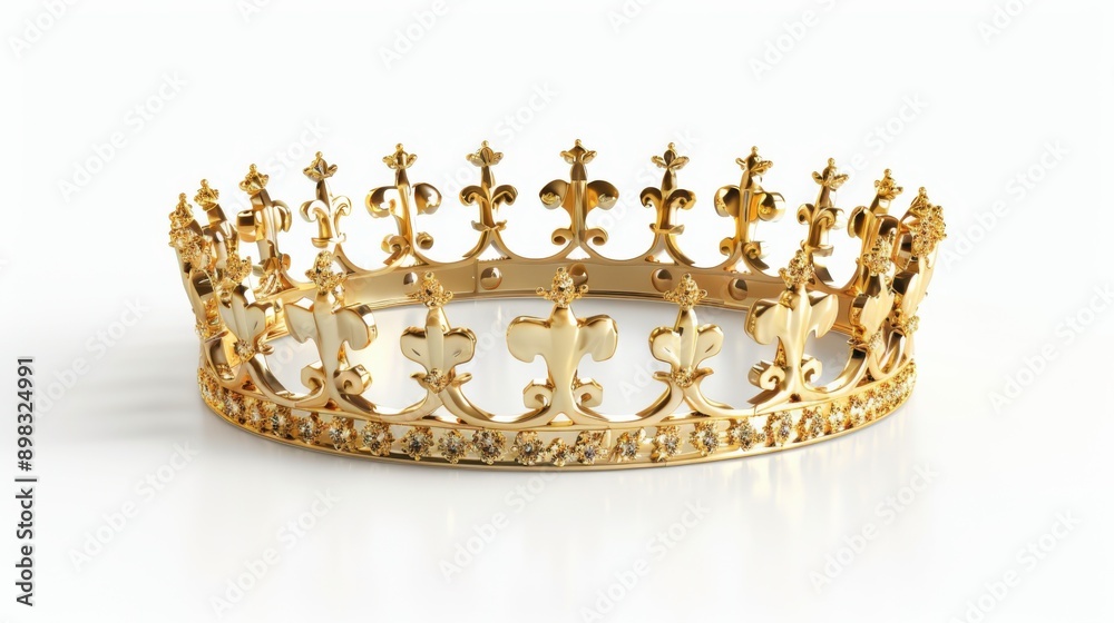 Crown Isolated. Majestic Gold Crown Jewellery for King Royalty and Nobility Crown Isolated. Majestic Gold Crown Jewellery for King Royalty and Nobility