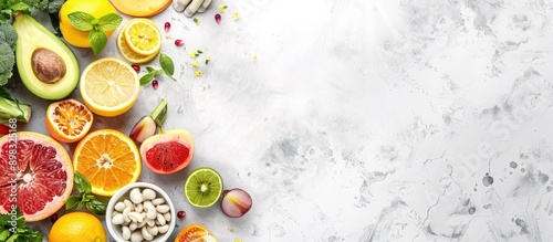 Fototapeta Naklejka Na Ścianę i Meble -  Boost your immune system with fruits and vegetables Healthy eating background featuring a copy space image