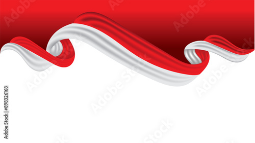 Red and white fabric flowing on red background.