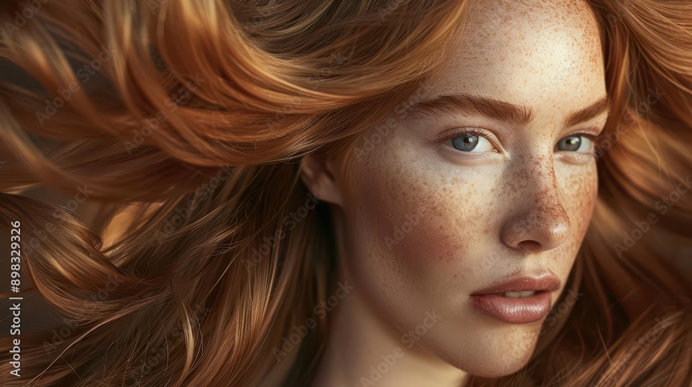 radiant beauty portrait closeup of woman with lustrous chestnut hair cascading in silky waves glowing skin soft natural lighting radiant beauty portrait closeup of woman with lustrous chestnut hair cascading in silky waves glowing skin soft natural lighting