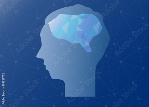 脳・AI・人工知能のイメージのイラスト（青系）