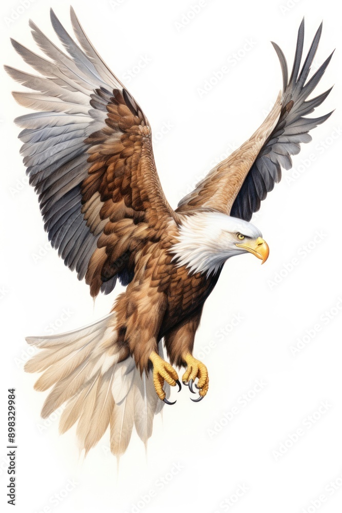 Fototapeta premium Eagle animal flying sketch.