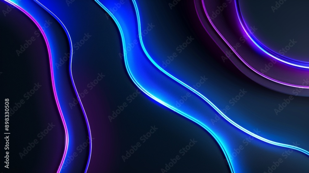 Abstract background forming wavy pattern with blue and purple neon lights Abstract background forming wavy pattern with blue and purple neon lights