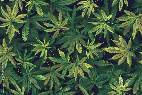 "Marijuana Leaf Patterned Banner Background: AI Generated Images"