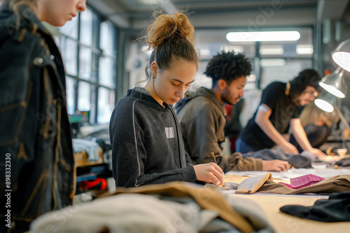 Students in fashion design workshop