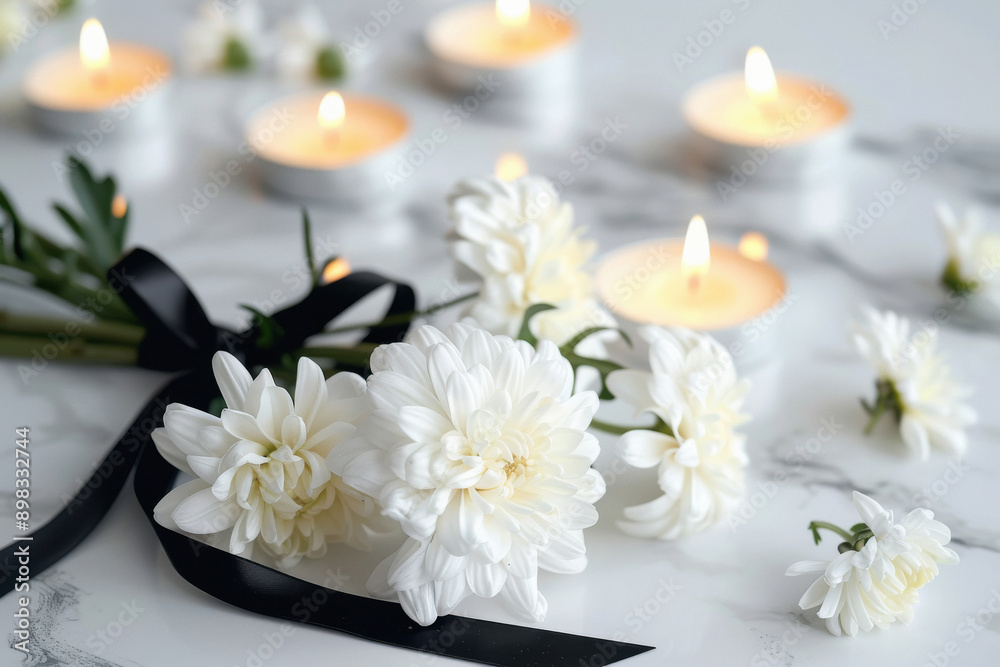 flower with burning candles on the table flower with burning candles on the table