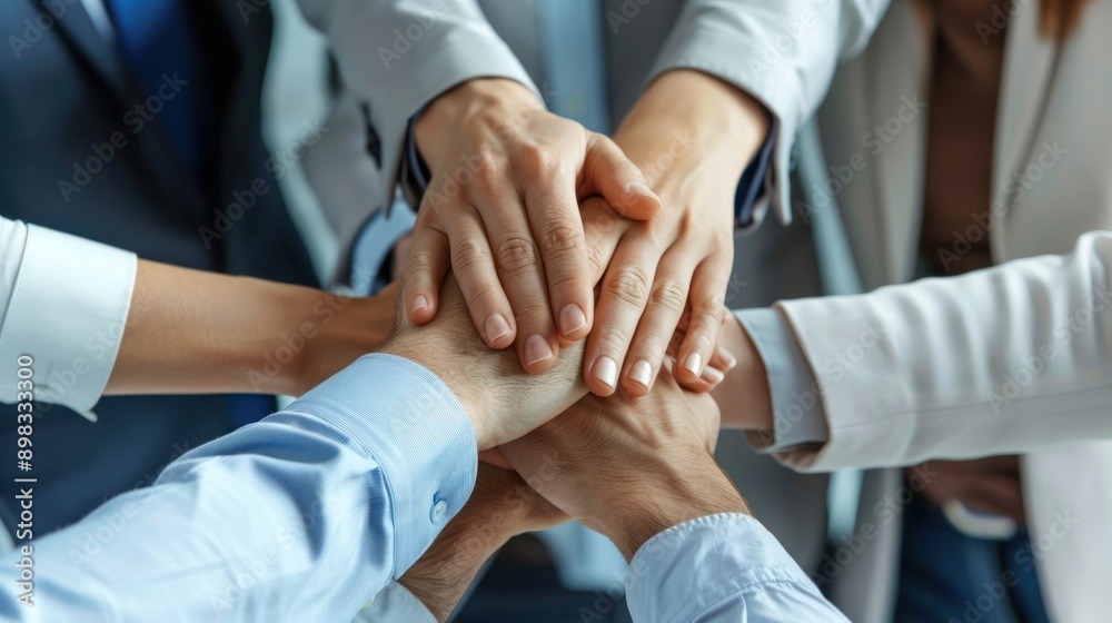 © putri syakilla - Group of people holding hands unity and teamwork concept