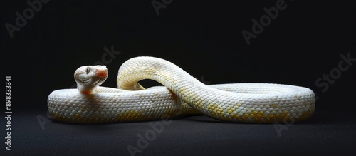 Albino Great Plains rat snake Elaphe emoryi displayed on a dark backdrop with copy space image