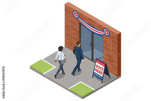 2024 United States of America Presidential Election banner. american voters go to the presidential elections. Voting on 2024 presidential Election. Republicans, democrats