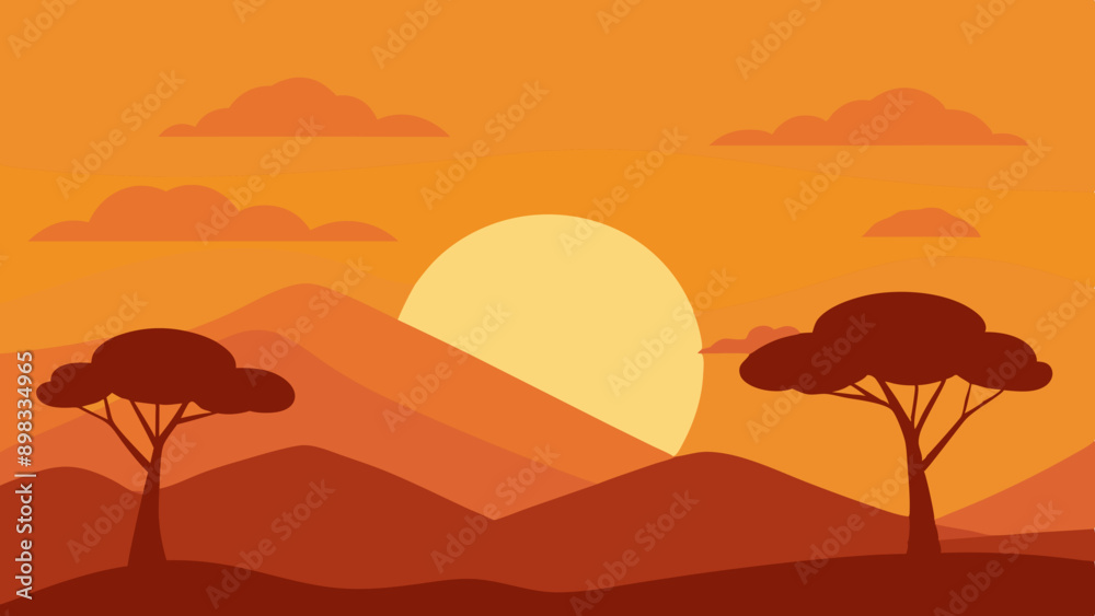 African Savannah landscape in the Morning vector illustration
African Savannah landscape in the Morning vector illustration