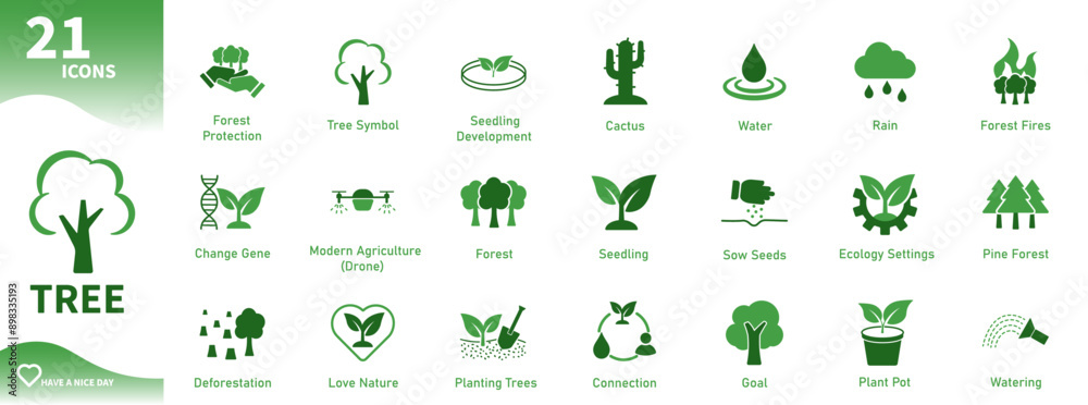 Tree Icons. Set of nature, plants, ecology, green, agriculture, forest, environment, water icons. Solid vector icons. Tree Icons. Set of nature, plants, ecology, green, agriculture, forest, environment, water icons. Solid vector icons.