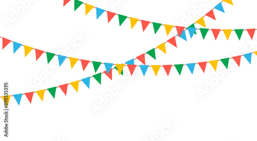 Hanging garlands. Carnival party triangle flags for kids. Vector illustration isolated on white background