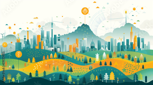 An infographic summarizing the main points from an environmental impact report.





