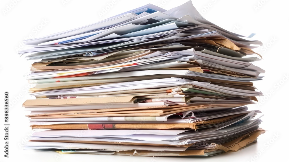 towering stack of business documents on crisp white background papers fan out slightly suggesting complexity clean professional image conveys administrative themes and organization towering stack of business documents on crisp white background papers fan out slightly suggesting complexity clean professional image conveys administrative themes and organization