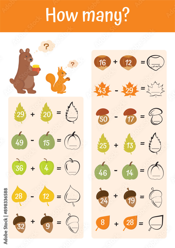 Math page printable for school children, first, second grade, preschool. Addition, subtraction, useful mathematical games. Math worksheet. Teacher resources, homeschooling, pedagogic purposes. Math page printable for school children, first, second grade, preschool. Addition, subtraction, useful mathematical games. Math worksheet. Teacher resources, homeschooling, pedagogic purposes.