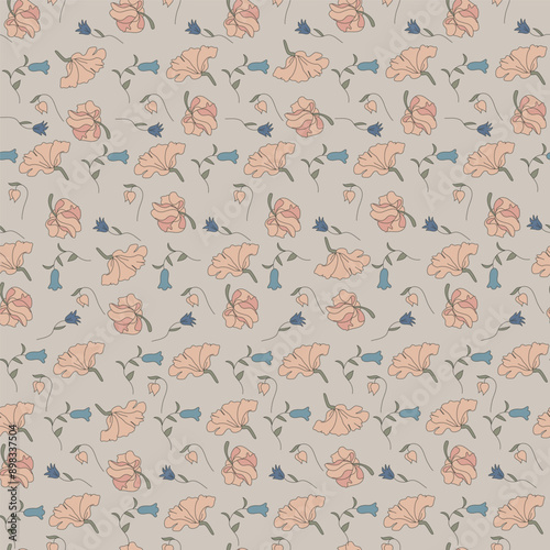 Digital Small Flower Floral seamless background wallpaper gift wrap scrap booking Plant fashion Beautiful colorful design textile Abstract Art Carpet Fabric Graphic Illustration