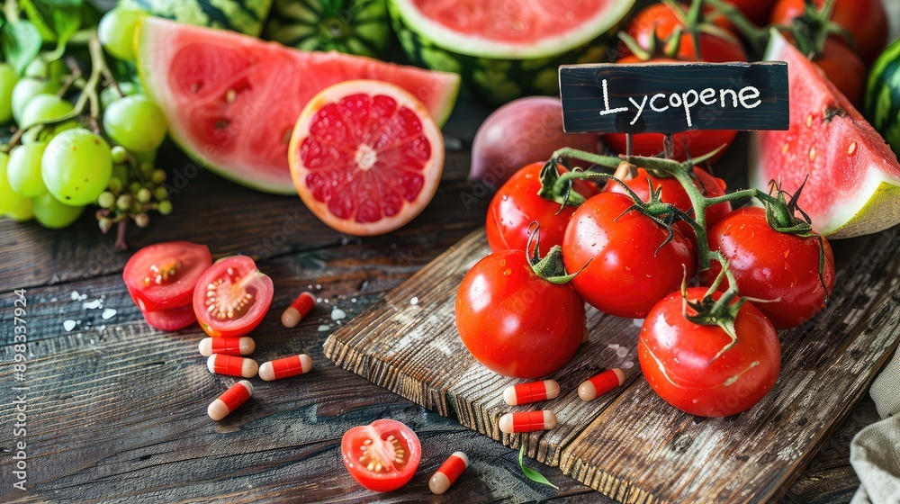 Lycopene in food. Selective focus. Lycopene in food. Selective focus.
