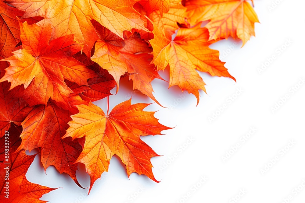 Orange maple leaves against a white background Orange maple leaves against a white background