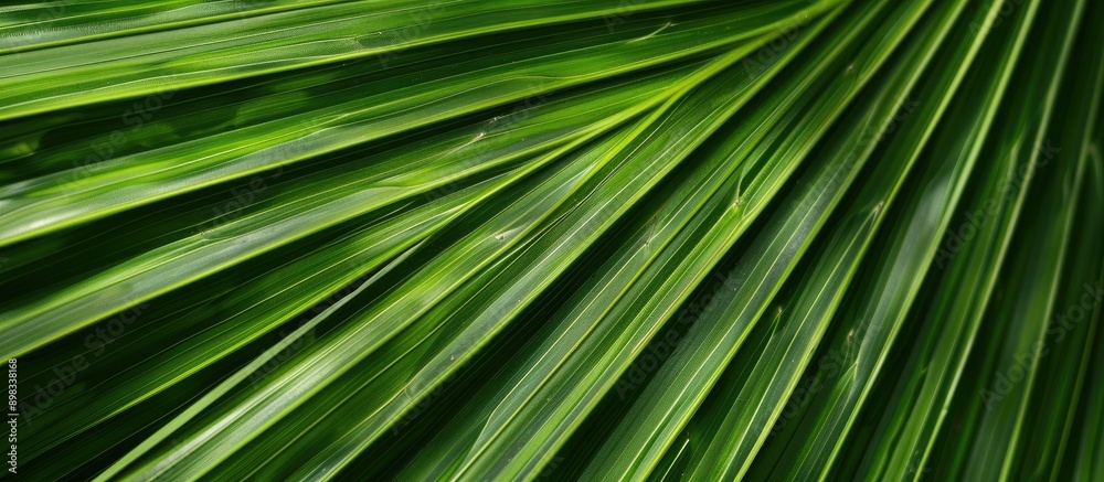 A detailed view of the intricate patterns and textures found on a Green Palm leaf in a natural setting with a nature background perfect for a copy space image A detailed view of the intricate patterns and textures found on a Green Palm leaf in a natural setting with a nature background perfect for a copy space image