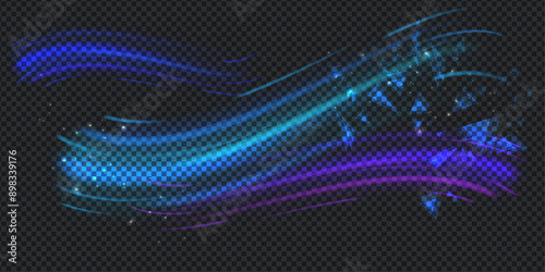 Vector illustration. Transparent background with aurora lights and triangle elements. Design for wallpaper, banner, postcard.