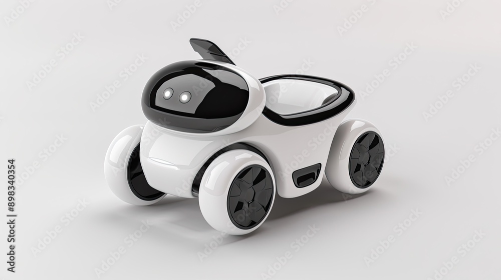 Toy Car - Black and White Robot Design - Against a White Backdrop Toy Car - Black and White Robot Design - Against a White Backdrop