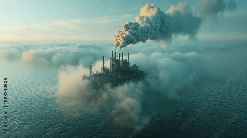 Fototapeta premium futuristic city illustration and air pollution