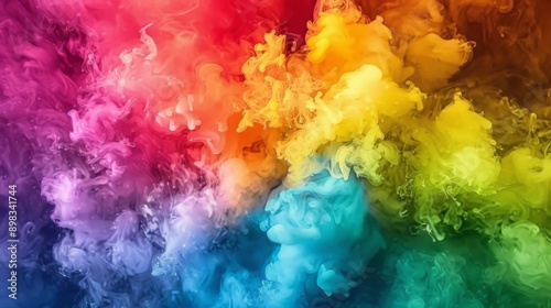 Colorful rainbow smoke abstract background creating fantastic patterns